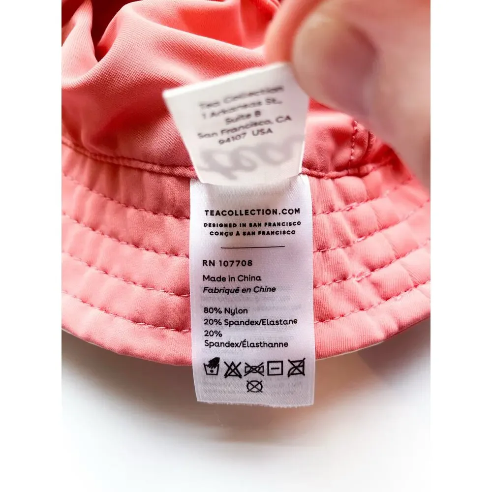 Baby Girl's Tea Collection Pink and White Striped Reversible Sun Hat Size 6-12m